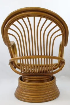 Pamono Mid-Century Bambo Swivel Rocking Chair, 1970s><noscript><img width=