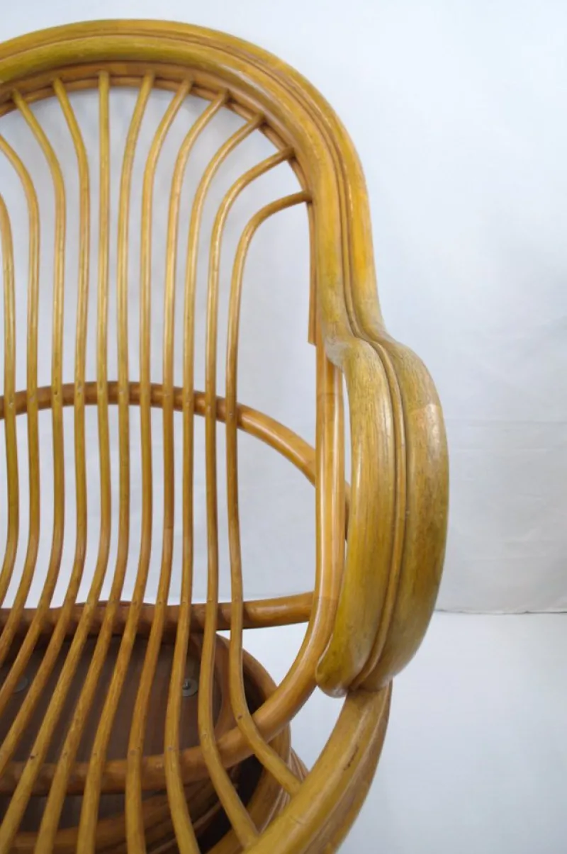 Pamono Mid-Century Bambo Swivel Rocking Chair, 1970s> Rocking Chairs
