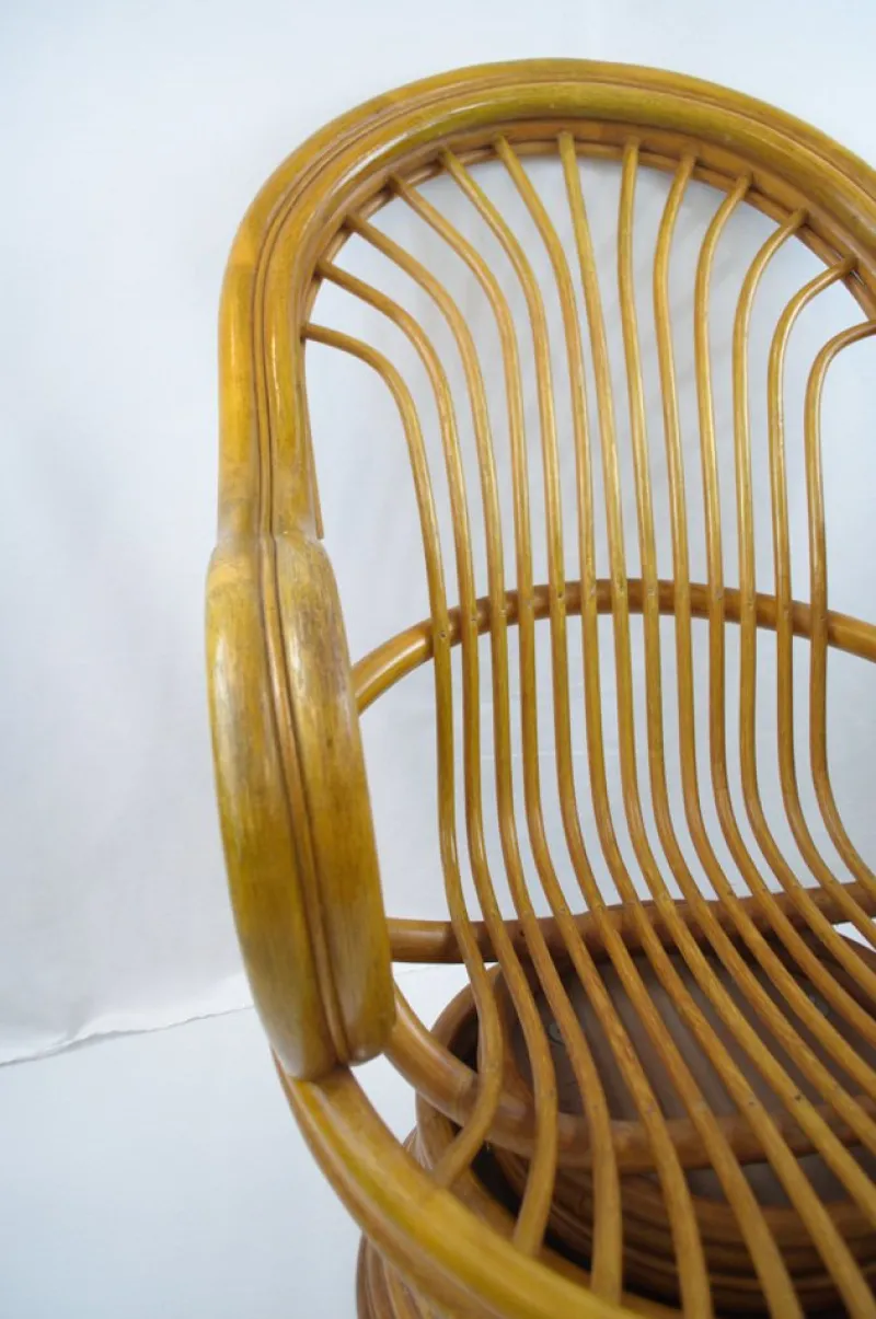 Pamono Mid-Century Bambo Swivel Rocking Chair, 1970s> Rocking Chairs