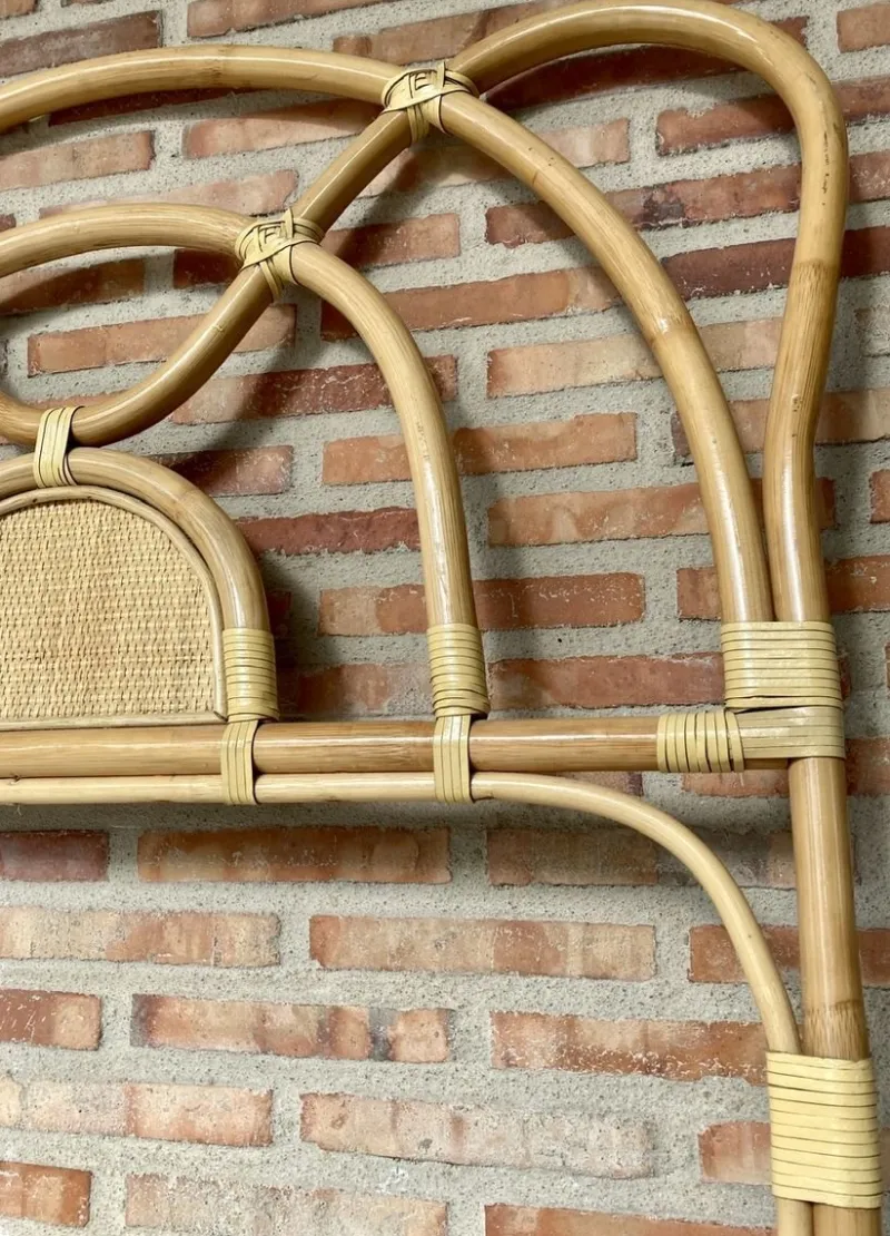 Sale Pamono Mid-Century Bamboo and Rattan Single Headboard Bed, 1960s