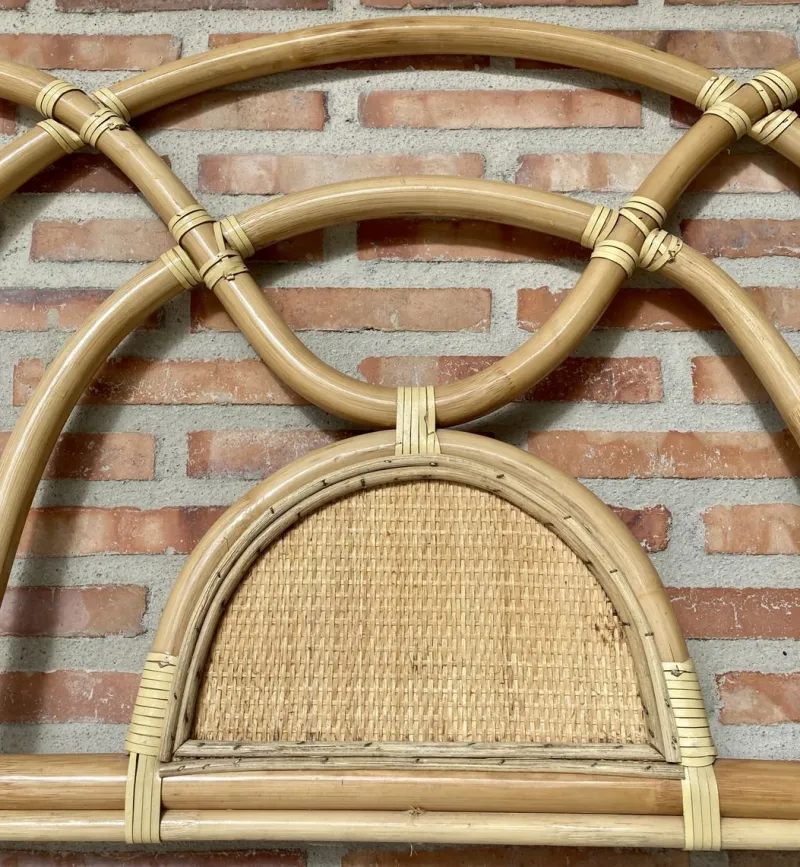 Sale Pamono Mid-Century Bamboo and Rattan Single Headboard Bed, 1960s