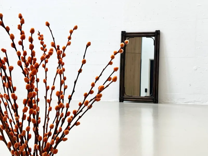 New Pamono Mid-Century Bamboo Mirror, Italy, 1950s