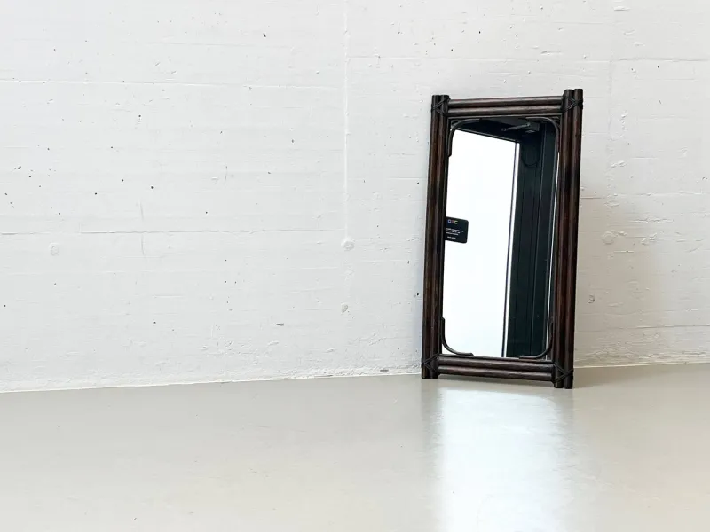 New Pamono Mid-Century Bamboo Mirror, Italy, 1950s