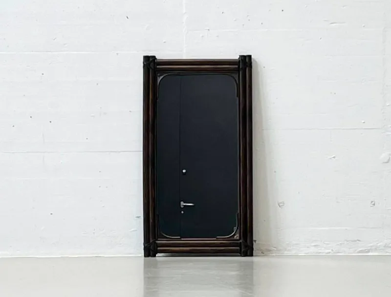 New Pamono Mid-Century Bamboo Mirror, Italy, 1950s