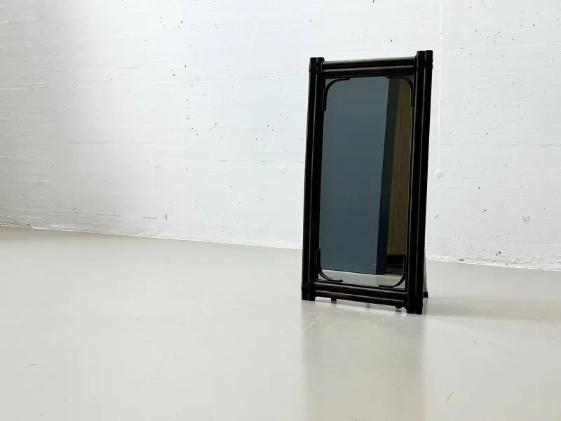 New Pamono Mid-Century Bamboo Mirror, Italy, 1950s