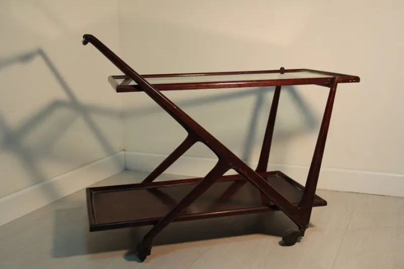 Pamono Mid-Century Bar Cart by Cesare Lacca, 1950s> Serving Bar Carts & Trolleys