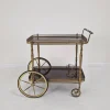 Best Pamono Mid-Century Bar Trolley with Wood and Brass, France, 1950s