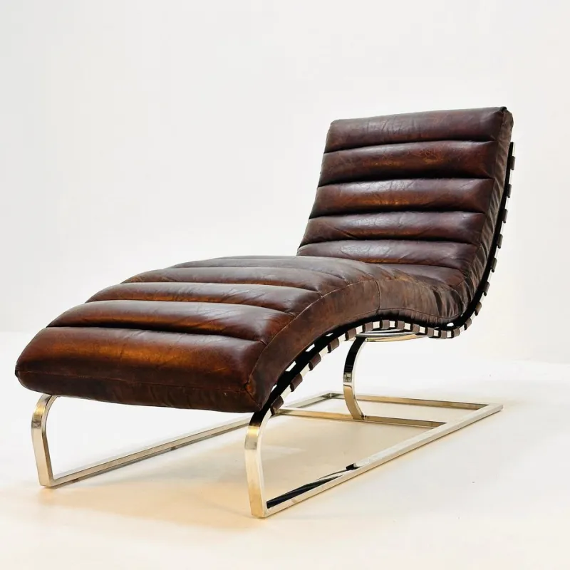 Pamono Mid-Century Bauhaus Chair in Leather and Chrome by Ludwig Mies Van Der Rohe, 1980s> Daybeds & Chaises Lounges