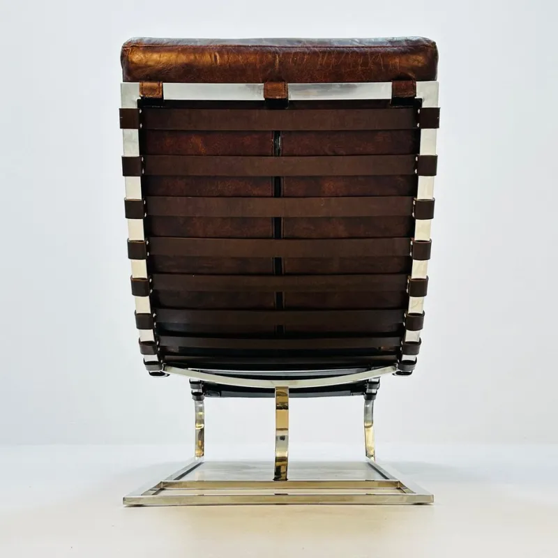 Pamono Mid-Century Bauhaus Chair in Leather and Chrome by Ludwig Mies Van Der Rohe, 1980s> Daybeds & Chaises Lounges