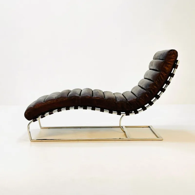 Pamono Mid-Century Bauhaus Chair in Leather and Chrome by Ludwig Mies Van Der Rohe, 1980s> Daybeds & Chaises Lounges