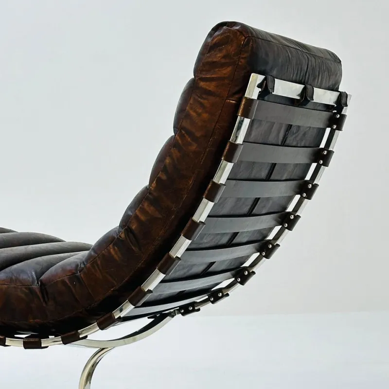 Pamono Mid-Century Bauhaus Chair in Leather and Chrome by Ludwig Mies Van Der Rohe, 1980s> Daybeds & Chaises Lounges