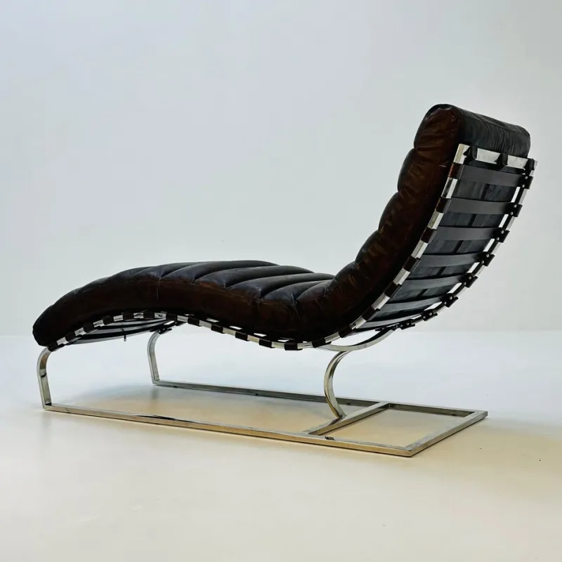 Pamono Mid-Century Bauhaus Chair in Leather and Chrome by Ludwig Mies Van Der Rohe, 1980s> Daybeds & Chaises Lounges