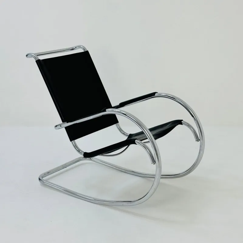 Clearance Pamono Mid-Century Bauhaus Rocking Chair in Leather by Fasem, 1980s