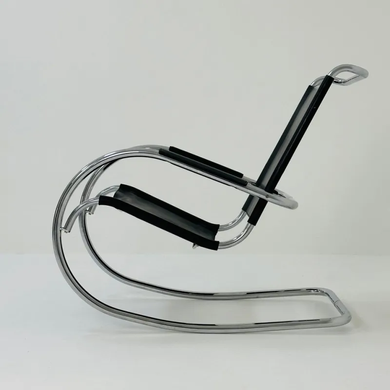 Clearance Pamono Mid-Century Bauhaus Rocking Chair in Leather by Fasem, 1980s
