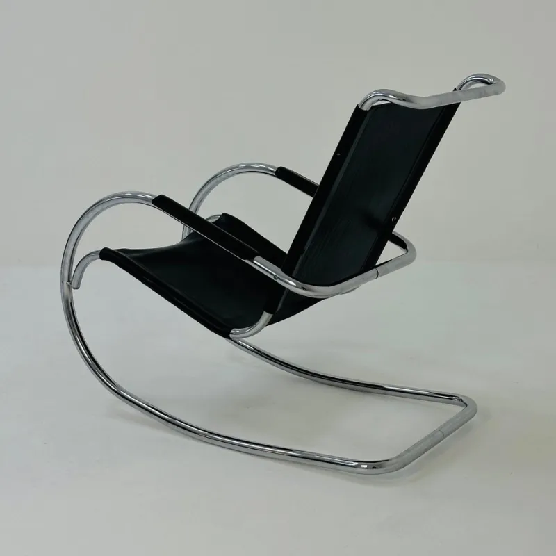 Clearance Pamono Mid-Century Bauhaus Rocking Chair in Leather by Fasem, 1980s