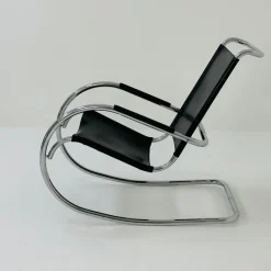 Clearance Pamono Mid-Century Bauhaus Rocking Chair in Leather by Fasem, 1980s