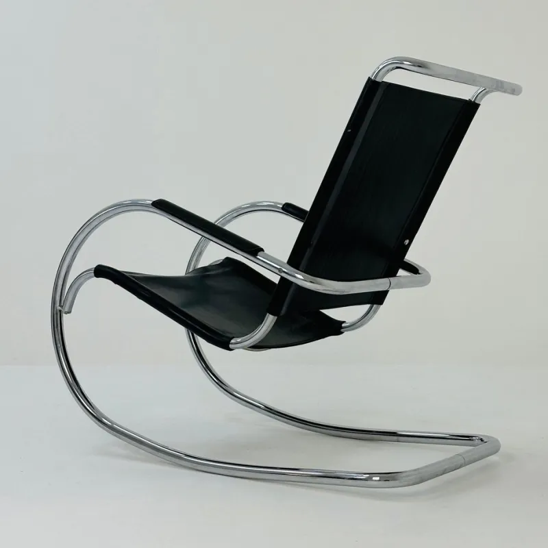 Clearance Pamono Mid-Century Bauhaus Rocking Chair in Leather by Fasem, 1980s