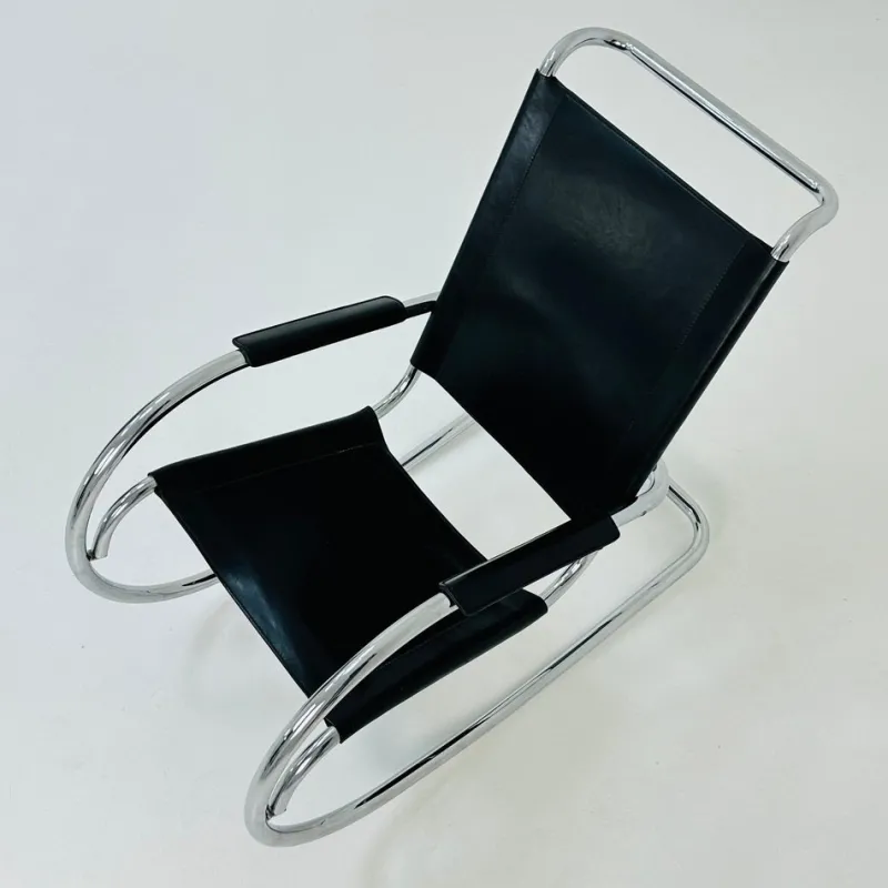 Clearance Pamono Mid-Century Bauhaus Rocking Chair in Leather by Fasem, 1980s