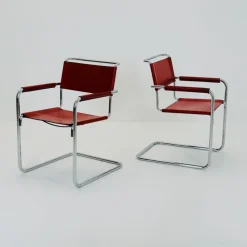 New Pamono Mid-Century Bauhaus S34 Armchairs by Mart Stam for Linea Veam, Italy, 1980s