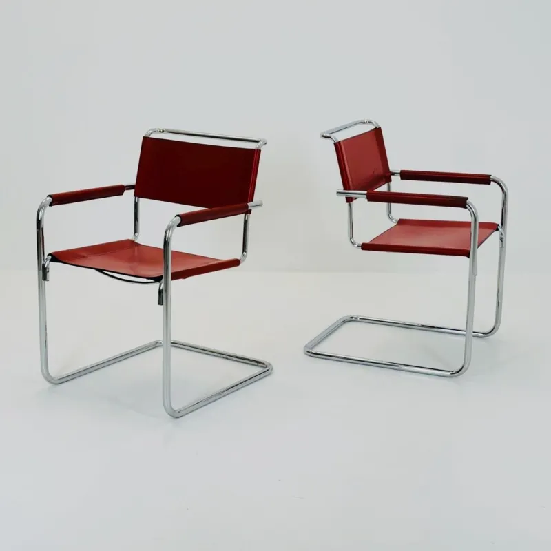New Pamono Mid-Century Bauhaus S34 Armchairs by Mart Stam for Linea Veam, Italy, 1980s
