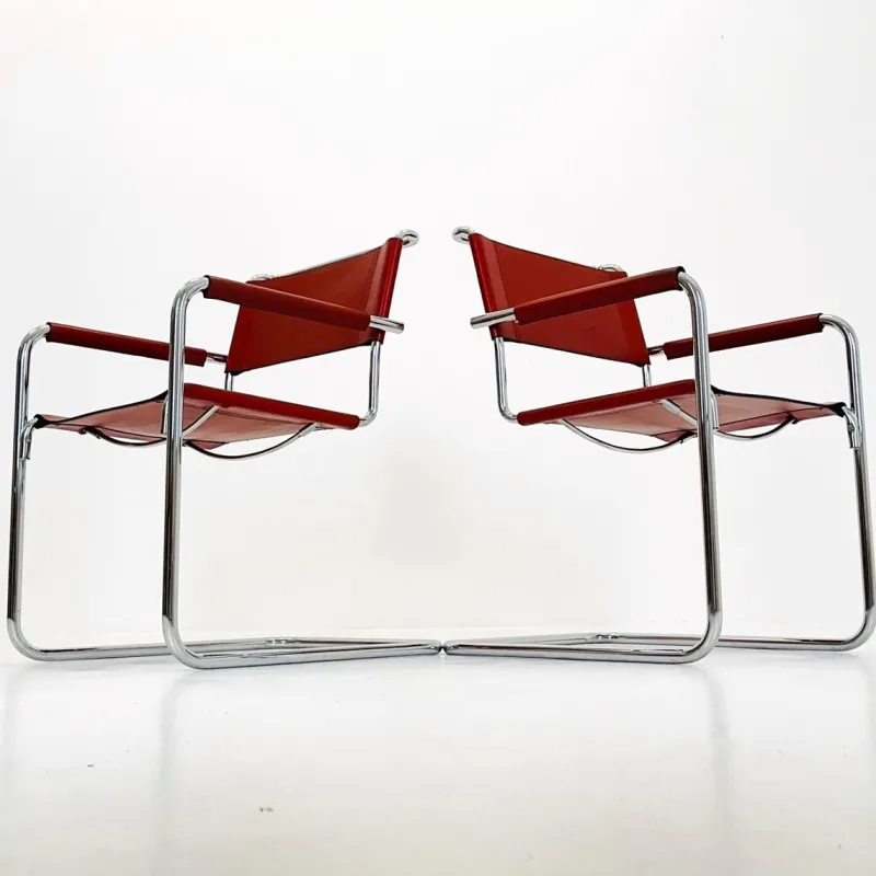 New Pamono Mid-Century Bauhaus S34 Armchairs by Mart Stam for Linea Veam, Italy, 1980s