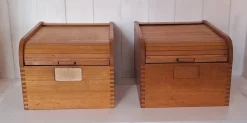 Clearance Pamono Mid-Century Beechwood Office Cabinets with Roller Shutter Closure, 1950s, Set of 2