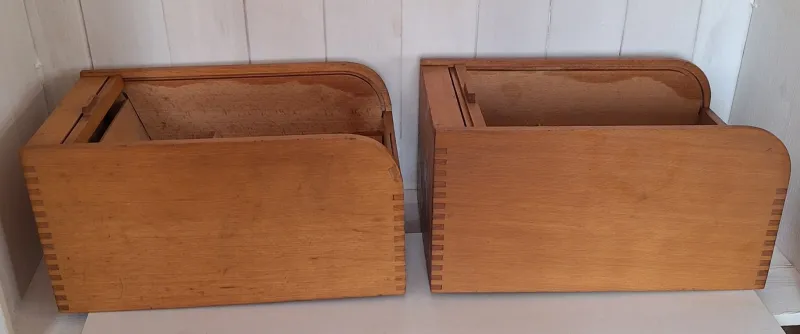 Clearance Pamono Mid-Century Beechwood Office Cabinets with Roller Shutter Closure, 1950s, Set of 2