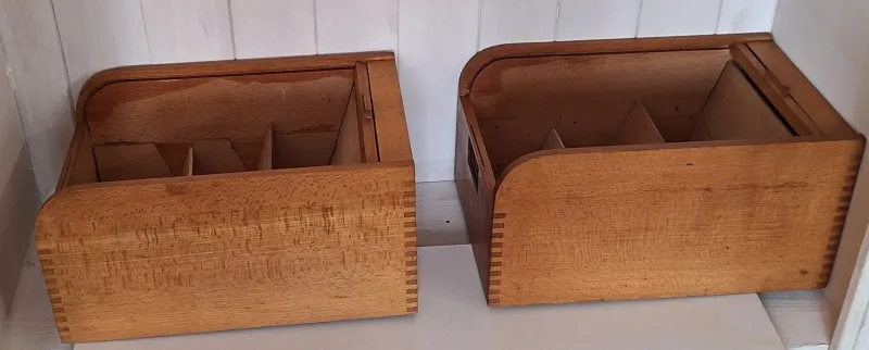 Clearance Pamono Mid-Century Beechwood Office Cabinets with Roller Shutter Closure, 1950s, Set of 2
