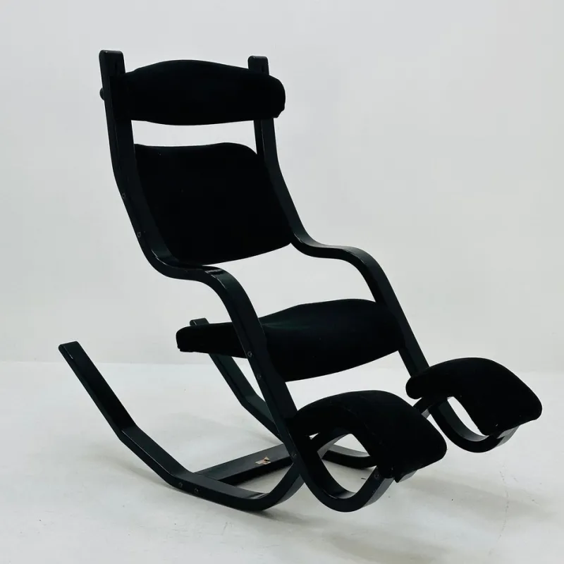 Discount Pamono Mid-Century Black Fabric Gravity Rocking Lounge Chair by Peter Opsvik for Stokke, 1980s
