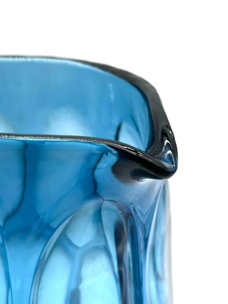 Pamono Mid-Century Blue Mouth-Blown Glass Carafe with Five Matching Glasses from Empoli, 1960s> Bottles, Carafes & Jugs