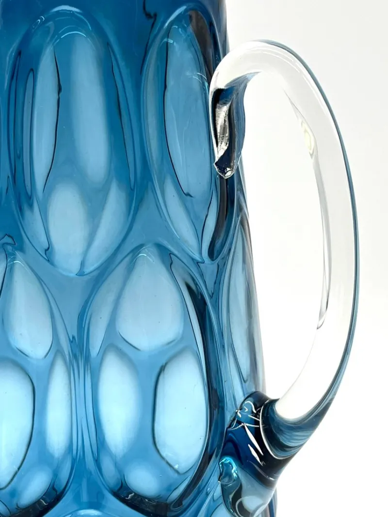 Pamono Mid-Century Blue Mouth-Blown Glass Carafe with Five Matching Glasses from Empoli, 1960s> Bottles, Carafes & Jugs