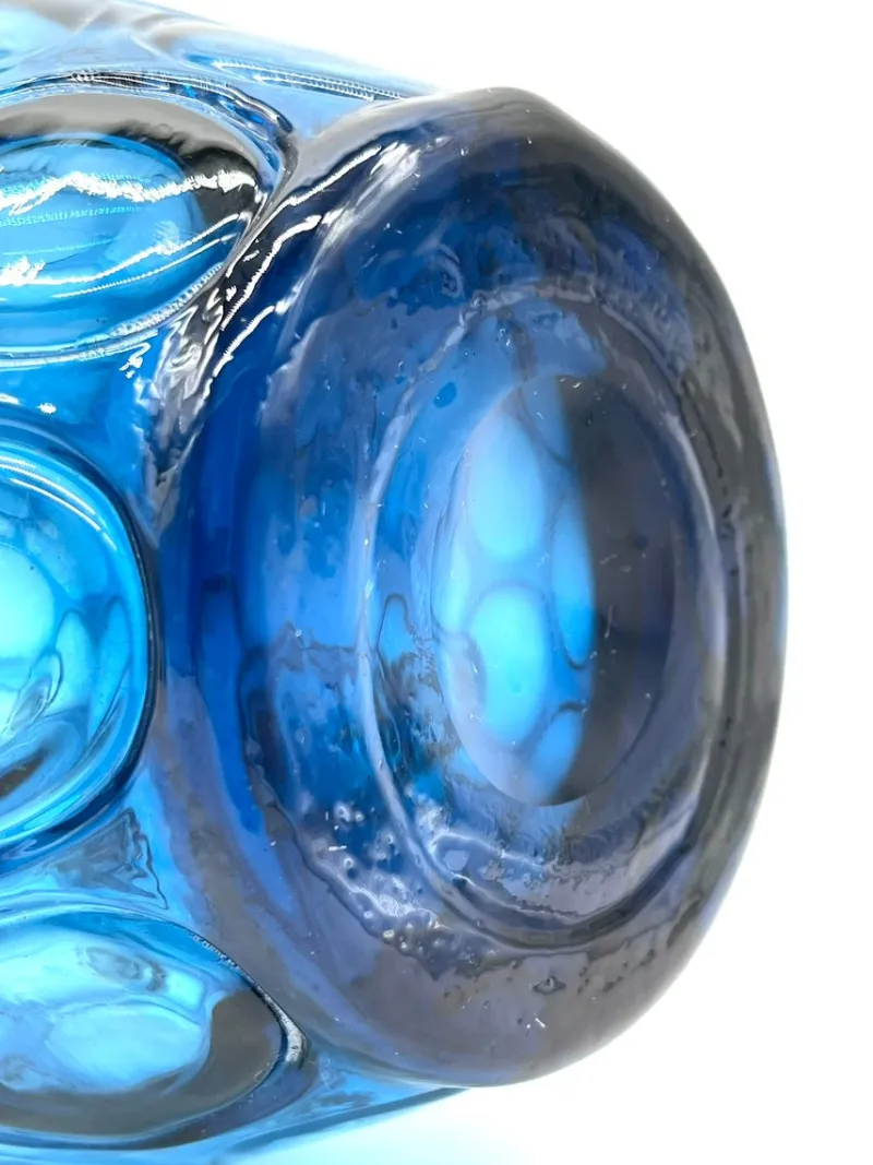Pamono Mid-Century Blue Mouth-Blown Glass Carafe with Five Matching Glasses from Empoli, 1960s> Bottles, Carafes & Jugs