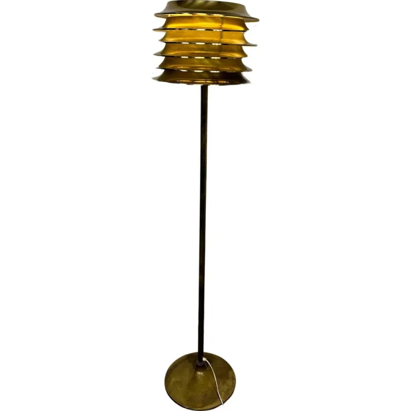 Pamono Mid-Century Brass Floor Lamp attributed to Kari Ruokonen for Lynx, Finland, 1950s> Floor Lamps