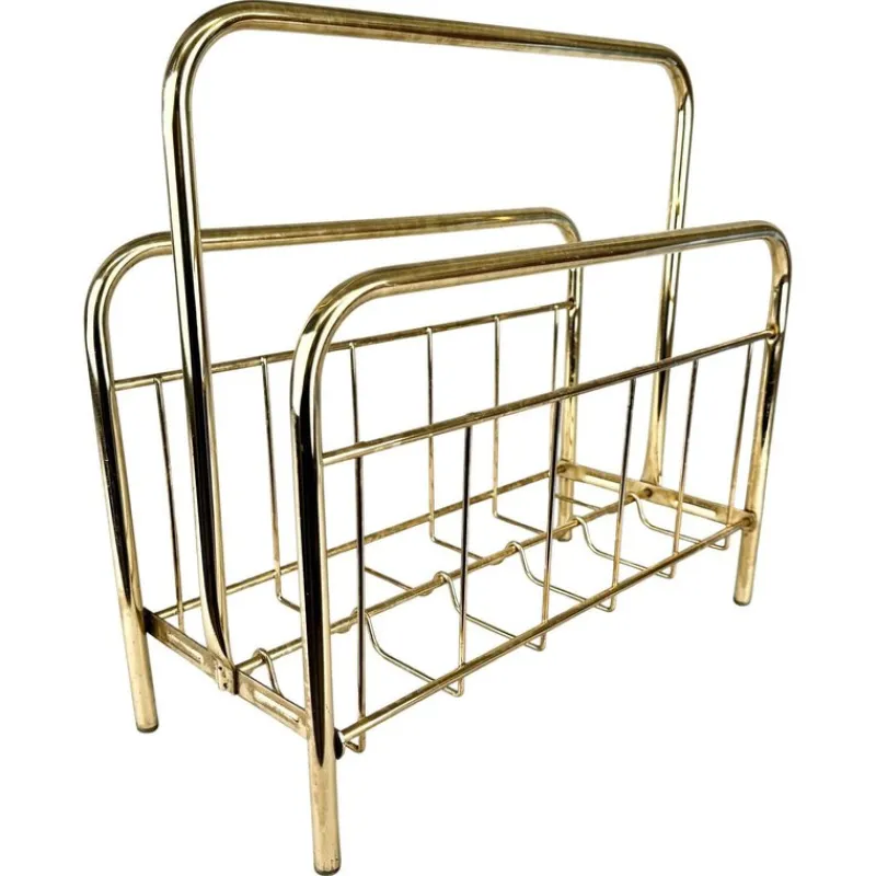 Pamono Mid-Century Brass Magazine Stand, 1970s> Magazine Racks
