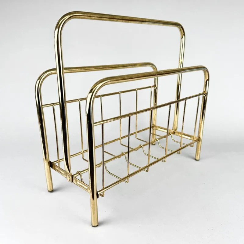 Pamono Mid-Century Brass Magazine Stand, 1970s> Magazine Racks