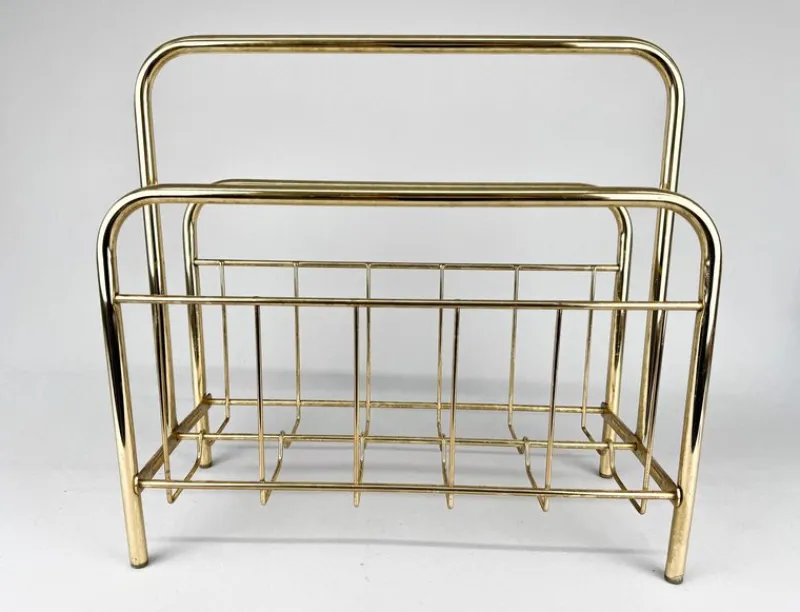 Pamono Mid-Century Brass Magazine Stand, 1970s> Magazine Racks