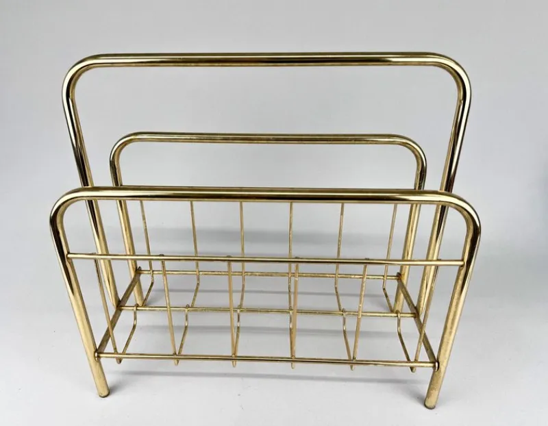 Pamono Mid-Century Brass Magazine Stand, 1970s> Magazine Racks