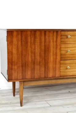 Pamono Mid-Century British Walnut and Brass Sideboard from Wrighton, 1960s><noscript><img width=