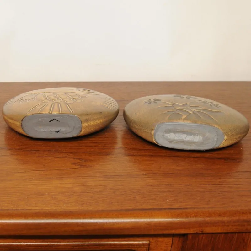 Clearance Pamono Mid-Century Brown Ceramic Fish and Flower Vases from Rois de Majorque, France, 1970s, Set of 2