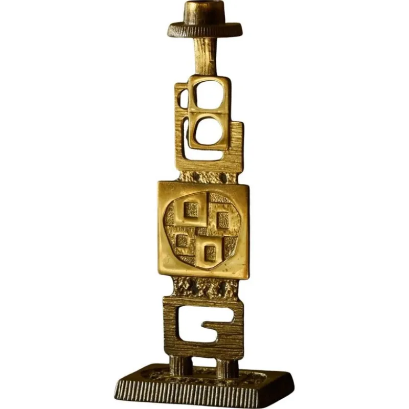Outlet Pamono Mid-Century Brutalist Candleholder in Brass, 1960s