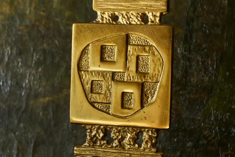 Outlet Pamono Mid-Century Brutalist Candleholder in Brass, 1960s