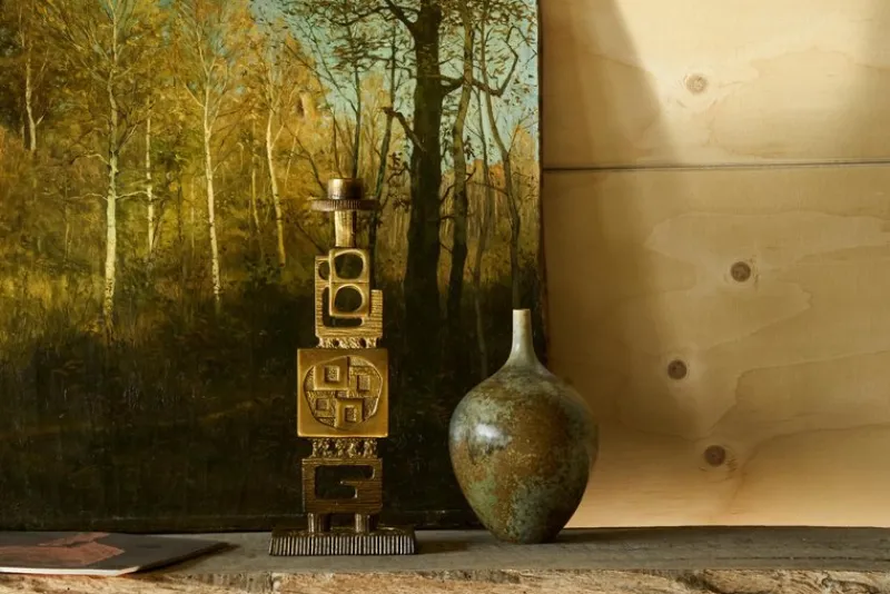 Outlet Pamono Mid-Century Brutalist Candleholder in Brass, 1960s
