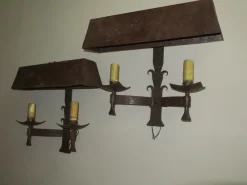 Discount Pamono Mid-Century Brutalist Patinated Iron Wall Lights, 1960s, Set of 2