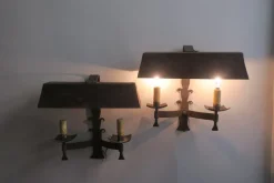 Discount Pamono Mid-Century Brutalist Patinated Iron Wall Lights, 1960s, Set of 2