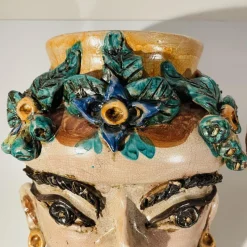 Pamono Mid-Century Ceramic Planters from Caltagirone Sicilia, Italy, Set of 2><noscript><img width=