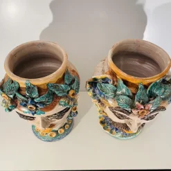 Pamono Mid-Century Ceramic Planters from Caltagirone Sicilia, Italy, Set of 2><noscript><img width=