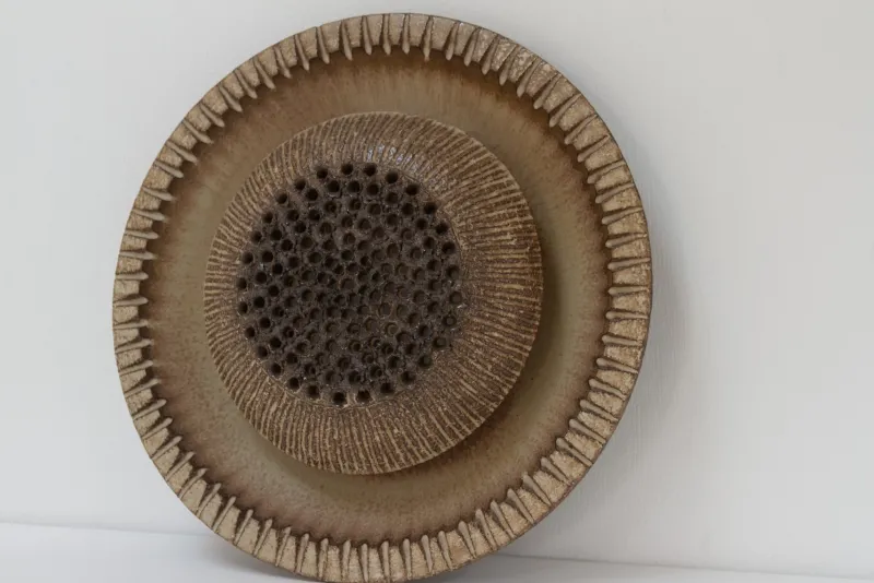 Discount Pamono Mid-Century Ceramic Sun Wall Light from Løvemose, Denmark, 1970s