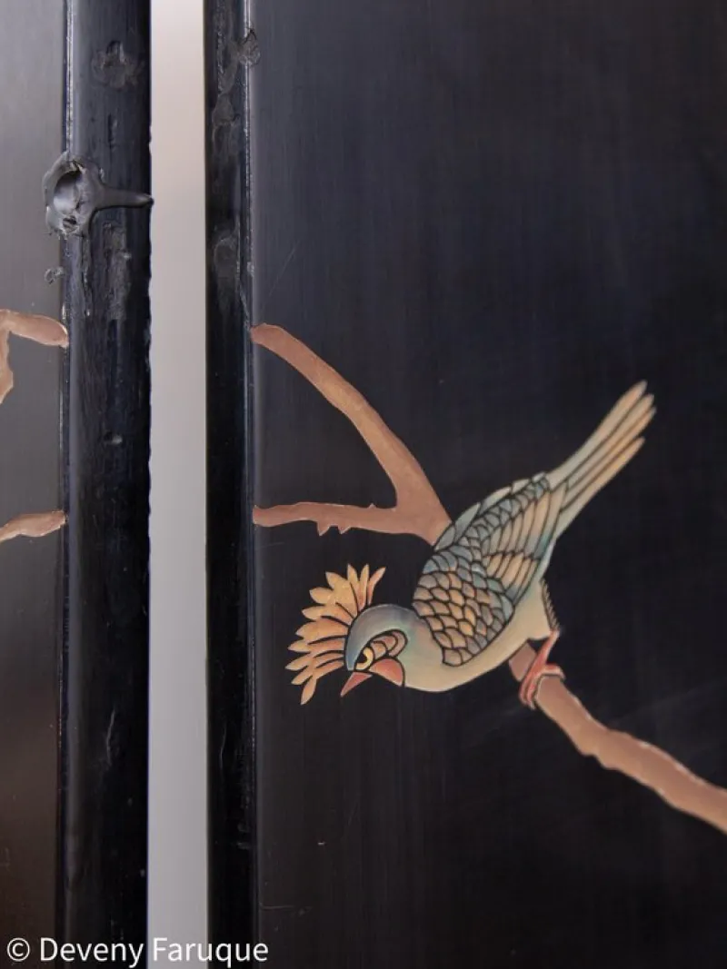 Outlet Pamono Mid-Century Chinese Modern Four Panel Screen with Landscape & Birds, 1940