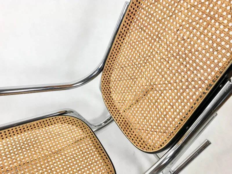 Pamono Mid-Century Chromed Steel & Rattan Rocking Chair, 1970s> Rocking Chairs