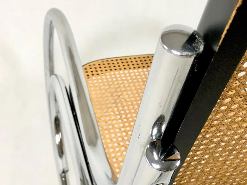 Pamono Mid-Century Chromed Steel & Rattan Rocking Chair, 1970s> Rocking Chairs